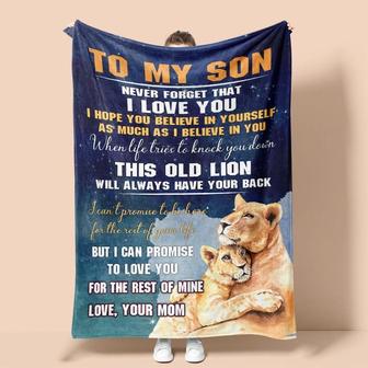 Personalized To My Son Love From Mom Lions| Fleece Sherpa Woven Blankets| Gifts For Son|Christmas Gifts | Mazezy