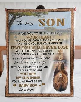 Personalized To My Son My Baby Boy| Fleece Sherpa Woven Blankets| Gifts For Son | Mazezy CA