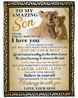 Personalized To My Son Never Forget How Much I Love You Love From Mom| Fleece Sherpa Woven Blankets| Gifts For Son | Mazezy CA