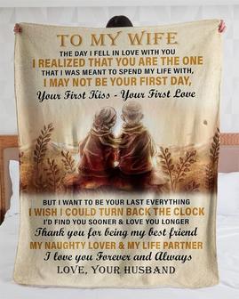 Personalized To My Wife Love Forever From Husband Happy Couple| Fleece Sherpa Woven Blankets| Gifts For Wife, Gifts For Husbands | Mazezy CA