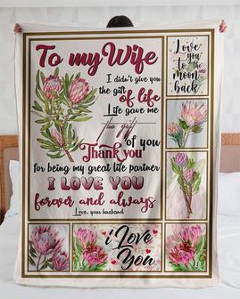 Personalized To My Wife Thank You For Being My Great Life Partner| Fleece Sherpa Woven Blankets| Gifts For Wife | Mazezy AU