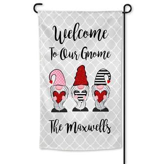 Personalized Welcome To Our Gnome Garden Flag, Christmas Holiday, Custom Name Garden Flag | Mazezy