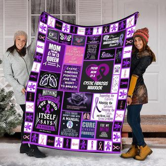 Proud Mom Of A Cystic Fibrosis Warrior Blanket , Patient Blanket Sherpa Fleece mink Blanket, Meaningful Blanket - Gifts For Mom | Mazezy