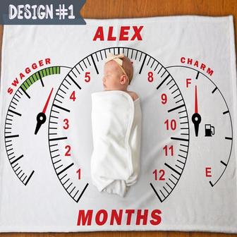 Race Car Milestone Blanket, Baby Boy Milestone Blanket, Speedometer Nursery Decor, Personalized Monthly Baby Blanket, Racing Blanket | Mazezy