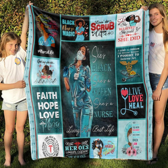 She Is Black, She Is Queen, She Is Nurse Blanket, Blanket For Gift, Blanket For Christmas Present | Mazezy