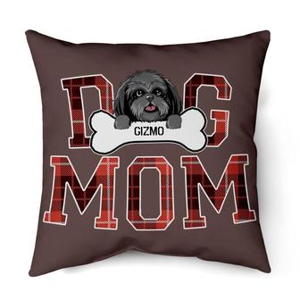 Custom Shih Tzu Dog Mom, Tartan Pattern, Personalized Christmas Gifts for Dog Lovers | Mazezy