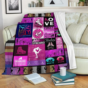 Skating Girl Blanket, Fleece Sherpa Mink Blanket, Special Blanket, Christmas Gift For Family, Gift For Girl | Mazezy