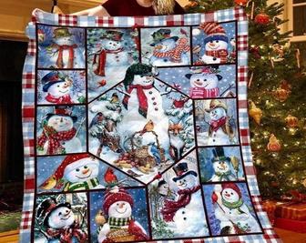 Snowman Blankets, Christmas Blanket, Christmas gift for family, daddy and daughter, snowman family gift,snowman gifts for mom,mother and son | Mazezy