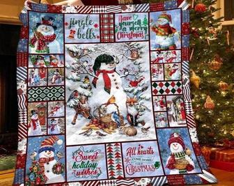 Snowman Blankets, Christmas blanket, Have yourself a Merry Christmas, Christmas gift for family, daddy and daughter, snowman gifts for mom | Mazezy