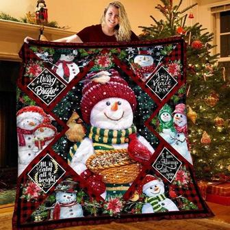 Snowman Christmas Blanket, perfect gift for Christmas, Fleece Sherpa Blankets, red truck tree Christmas, blanket for mom,family gift | Mazezy CA