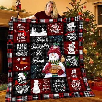Snowman Christmas Blanket, Snowman blanket for daughter, Fleece Sherpa Blankets, There's snowplay like home blanket, family christmas gifts | Mazezy UK