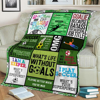 Soccer Goal Line What's Life Without Goals Blanket, Blanket For Family, Fleece mink Blanket, Adult Blanket - Gifts Her Him | Mazezy