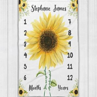 Sunflower Milestone Blanket, Baby Girl Milestone Blanket, Sunflower Baby Shower, Monthly Baby Blanket, Sunflower Baby Month Blanket | Mazezy