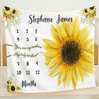 Sunflower Milestone Blanket, Sunflower Blanket, Baby Girl Milestone Blanket, Sunflower Baby Shower, Monthly Baby Blanket | Mazezy