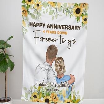 Sunflowers Anniversary Blanket, Personalized Couple Names Blanket, Personalized Wedding Gift, His and Her Custom Blanket, Anniversary Gift | Mazezy