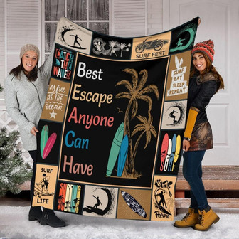 Surfing Blanket, Fleece Sherpa Mink Blanket, Special Blanket, Anniversary Gift, Gift For Surf lover | Mazezy