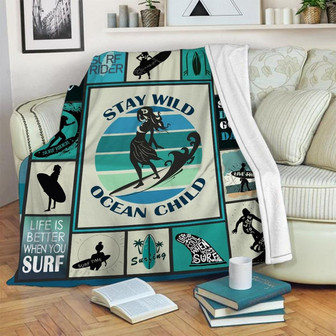 Surfing Girl Blanket, Fleece Sherpa Mink Blanket, Special Blanket, Anniversary Gift, Gift For Surf lover | Mazezy