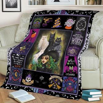 The Witches Cat Blanket, Halloween Blanket ,Sherpa Fleece mink Blanket, Adult Blanket - Gifts Her Him | Mazezy