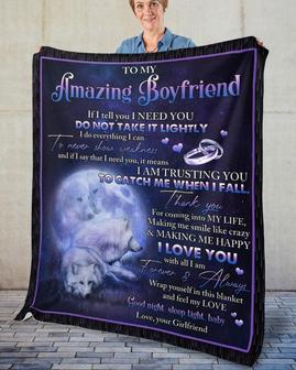 To my amazing boyfriend blanket, wolf blanket from Girlfriend, Valentine blanket, boyfriend birthday, anniversary blanket, wife and husband | Mazezy