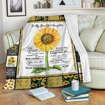 To My Beautiful Daughter Blanket, Sunflower Daughter Blanket , Gift For Birthday Girl, Daughter Blanket, Gift for Daughter | Mazezy