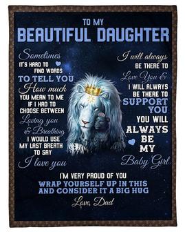 To my beautiful daughter blankets, Lion blanket from Dad, Fleece sherpa blanket, Daughter birthday, Custom blanket, gift from mom | Mazezy UK