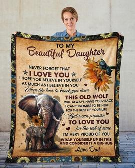 To my beautiful daughter elephant blankets, blanket from Mom Dad, Fleece sherpa blanket, Daughter birthday, Custom blanket, gift from mom | Mazezy UK