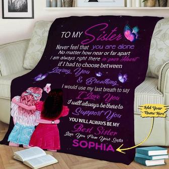 To My Best Sister Customized Blanket, Blanket For Sister/Bestie Gift For Sister Sister's Day Gift, Fleece Blanket, Bestie Gift, Gift For Her | Mazezy