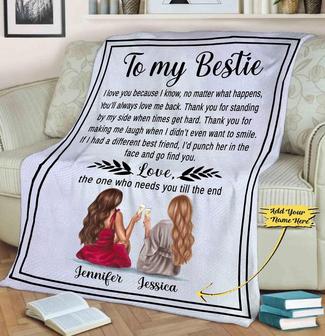 To My Bestie Thank you For Making Me Laugh, Personalized Blanket For Bestie, Bestie Gift, Fleece Blanket For Her, Custom Gift For Bestie | Mazezy