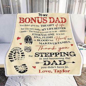 To my bonus dad blanket, gift for step dad, Custom blanket,Christmas blanket Gifts, Fleece Sherpa blanket, bonus daughter, bonus son | Mazezy UK