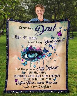 To my Dad blanket,blanket from daughter, Fleece sherpa blanket, Custom blanket, family blanket, gift from son, father and daughter | Mazezy CA