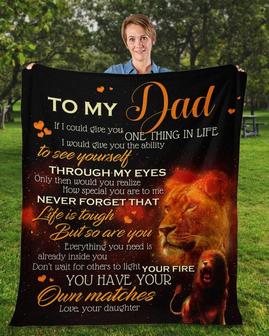To my Dad lion blanket,blanket from daughter, Fleece sherpa blanket, Custom blanket, family blanket, gift from son, father and daughter | Mazezy CA