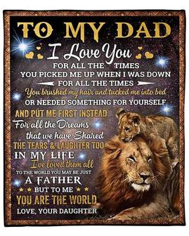 To my dad lion blankets, father and son blanket,Custom Fleece Sherpa Blankets,Christmas blanket Gifts,daddy and daughter, blanket for daddy | Mazezy UK
