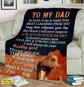 To My Dad Thank You For The Love And Support, Custom Blanket For Father's Day, Gift For Him, Fleece Blanket With Quotes. | Mazezy