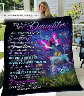 To my Daughter blanket, butterfly blanket for girl, gift from Mom and Dad, Fleece Sherpa blanket, Christmas gifts, Mom blankets, custom gift