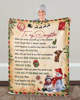 To my daughter Blanket, Custom Fleece Sherpa Blankets,Christmas blanket Gifts,blanket from mommy daddy family Christmas | Mazezy