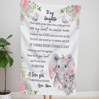 To My Daughter Blanket Elephants, Personalized Butterfly Floral Blanket, From Mom To Daughter Gift | Mazezy