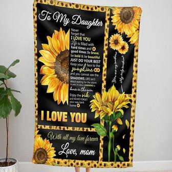 To My Daughter Blanket, Sunflower Daughter Blanket, Personalized Sunflower Blanket, Mom To Daughter Blanket, Blanket To My Daughter | Mazezy