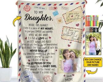 To my daughter blankets, Custom Photo Blanket, Personalized Name Letter, Personalized your photo, Christmas gifts for daughter, family gifts | Mazezy