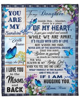 To my daughter blankets, you are my sunshine,mother and daughter blanket,Custom Fleece Sherpa Blankets,Christmas blanket Gifts,daughter gift