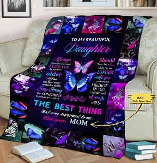 To My Daughter Customized Blanket Gift For Daughter Gift For Christmas Butterfly Print Blanket For Girls Butterfly Gift For Girls Customgift | Mazezy