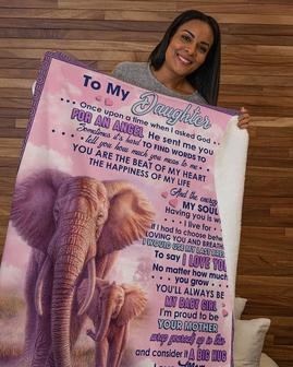 To my daughter elephant Blankets, blanket gifts from mom dad, Custom Fleece Sherpa Blankets,Christmas blanket Gifts, blankets for daughter | Mazezy CA
