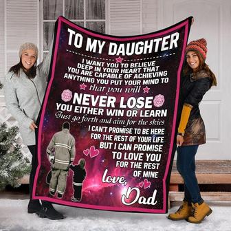 To My Daughter From Fireman Dad Blanket, Gift For Birthday Girl, Anniversary Gift, Daughter Blanket, Gift for Daughter | Mazezy