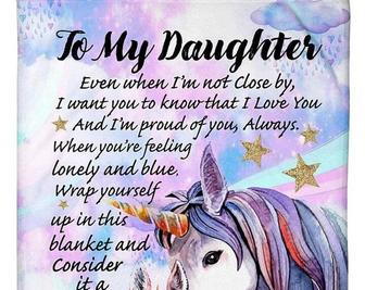 To my daughter Unicorn blanket, Mom and daughter blanket, Personalized Fleece Sherpa Blankets,Christmas blankets,gift from mom dad | Mazezy AU