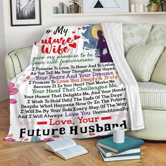 To My Future Wife Love You To The Moon And Back Blanket, Women's Day Gifts, Christmas Gift For Wife, Anniversary Gift, Wife Blanket | Mazezy