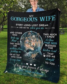 To my gorgeous Wife blanket, gift for her, anniversary gift, Christmas gift, Personalized Fleece Sherpa Blankets, husband and wife | Mazezy