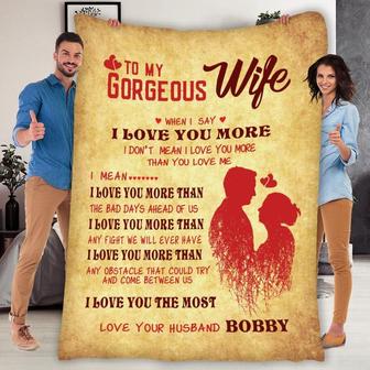 To My Gorgeous Wife I Love You The Most,Customized Blanket For Couples,Gift For Anniversary,Valentine's Day, Birthday, Couple Fleece Blanket | Mazezy CA