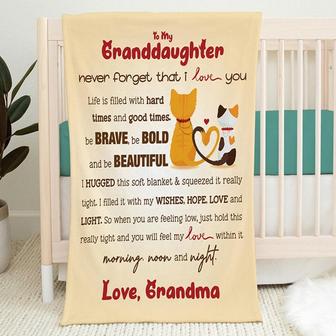 To My Granddaughter Blanket, Cats Granddaughter Blanket, Personalized Grandkids Blanket, Grandma Loves You Blanket, Grandkids Names Blanket | Mazezy