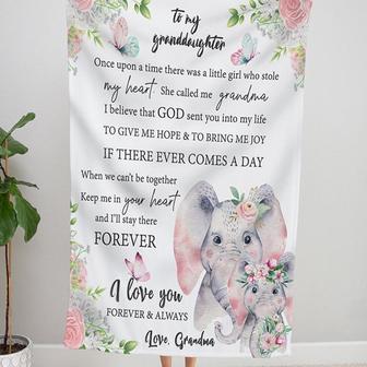 To My Granddaughter Blanket Elephants, Personalized Floral Grandkid Blanket Butterfly, Grandma Loves You Blanket | Mazezy