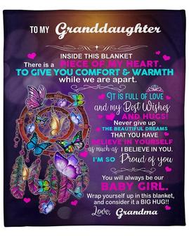 To my granddaughter blanket, grandma blanket gifts, God blessed the broken road blanket, Fleece Sherpa Blankets, Christmas blanket Gifts | Mazezy DE