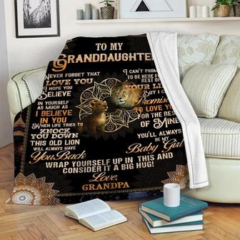 To My Granddaughter Love From Grandpa Lion Blanket, Fleece Sherpa Mink Blankets Gifts For Granddaughter | Mazezy AU